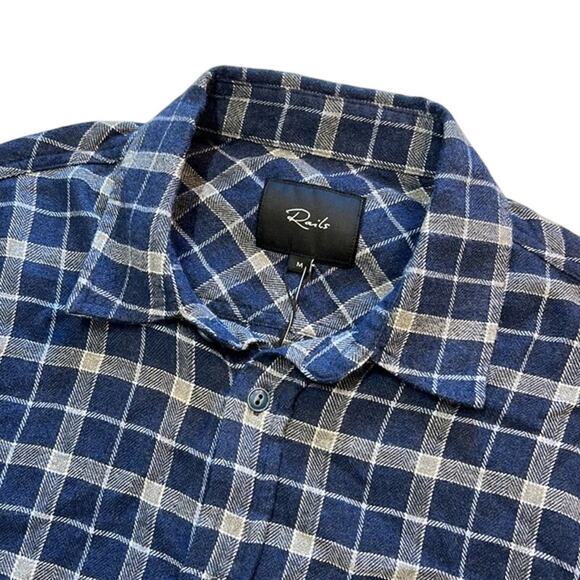 Rails Clothing Men's Navy Blue & White Plaid Button Down Shirt, Size Medium - Picture 3 of 6
